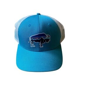 Patagonia Light Blue Mesh Adjustable Snap Back Logo Trucker Baseball Hat One Sz